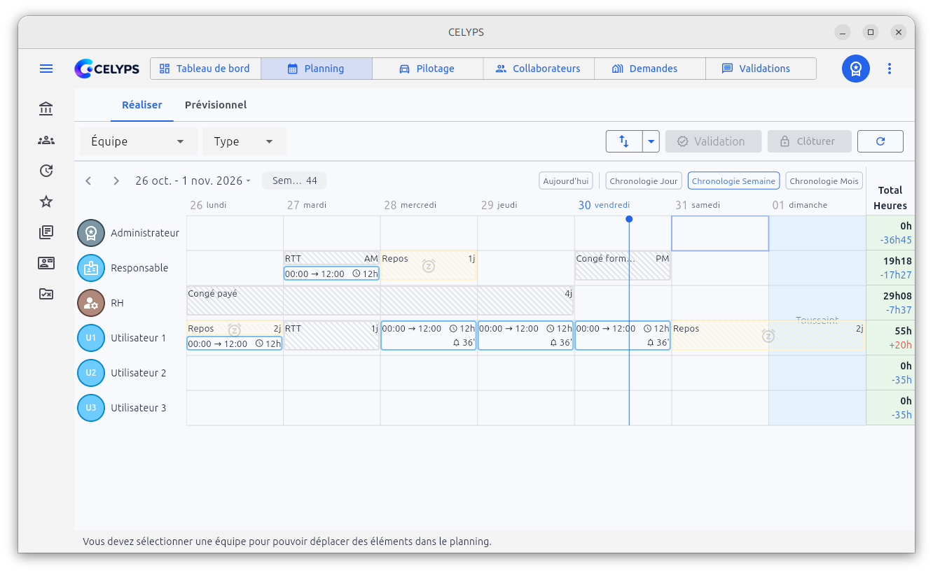Capture réelle du planning hebdomadaire CELYPS sur ordinateur